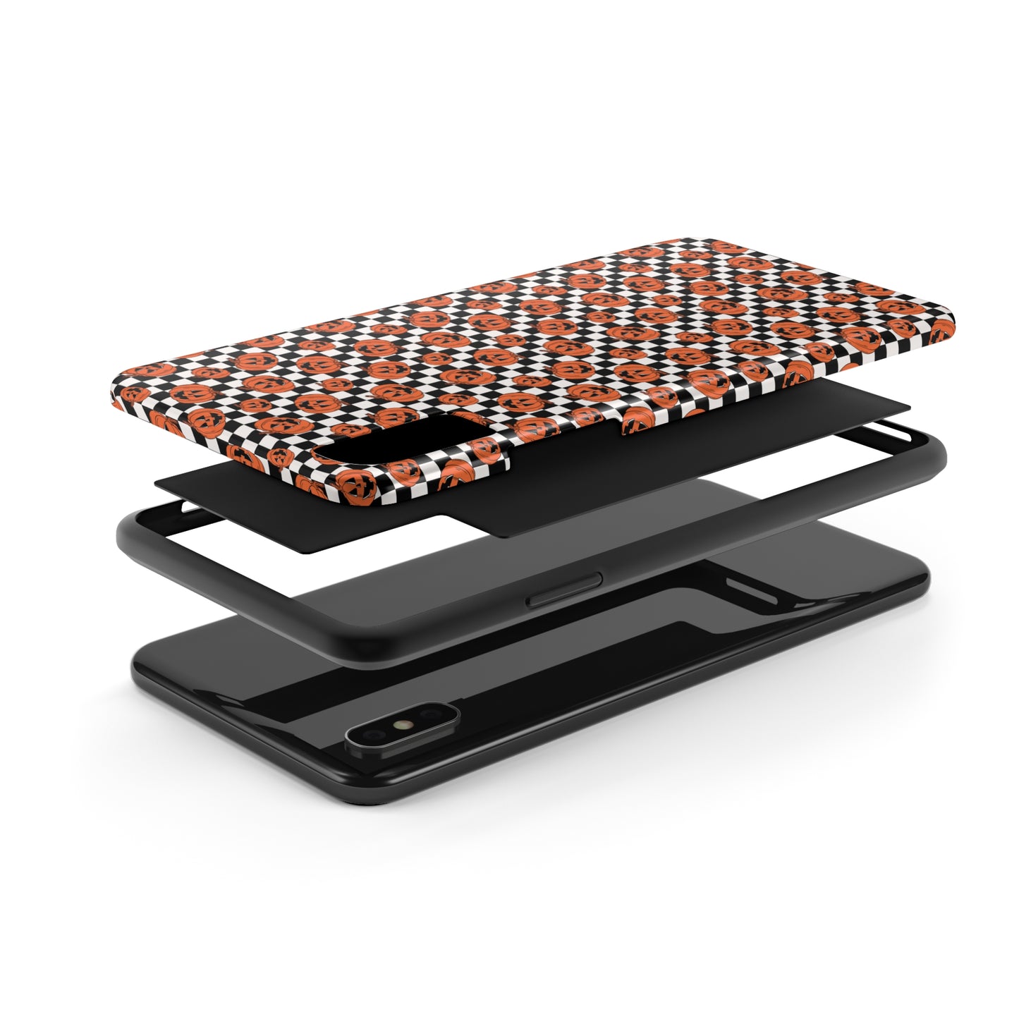 Pumpkin / Jack-O-Lantern Checkerboard Halloween/ Fall Patterned Tough Phone Cases