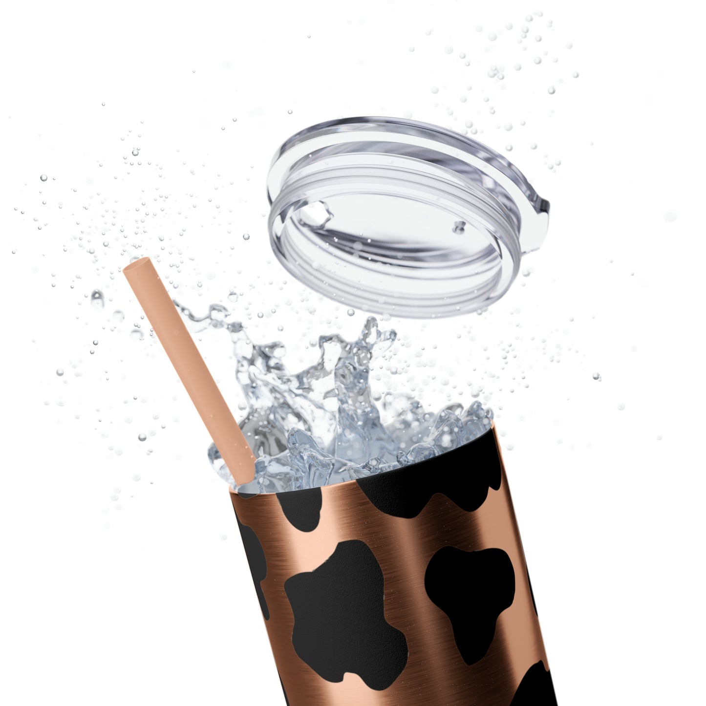 Country Cow Print Skinny Tumbler with Straw, 20oz