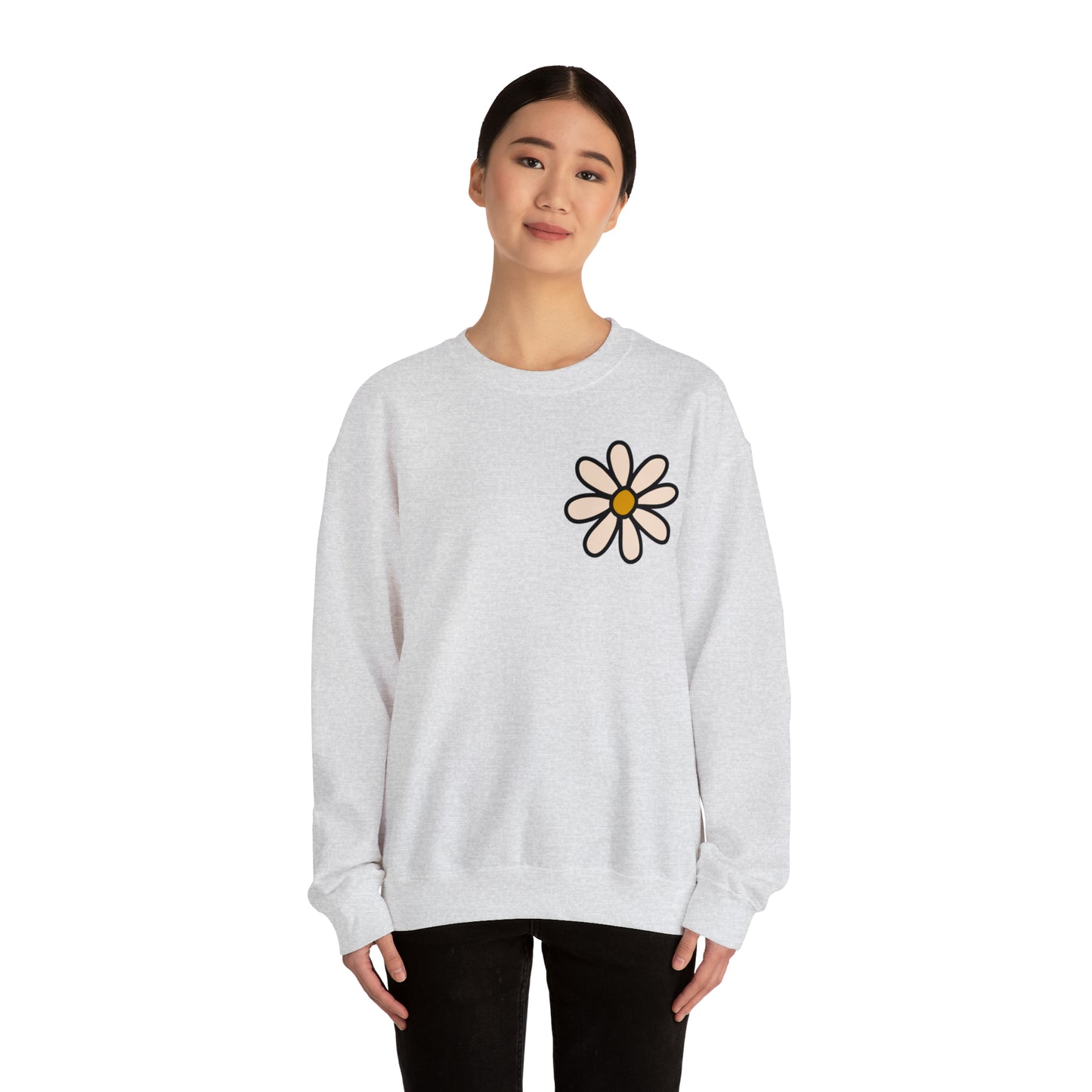 Distressed Daisy Love Like Jesus - Front and Back Design Heavy Blend™ Crewneck Sweatshirt