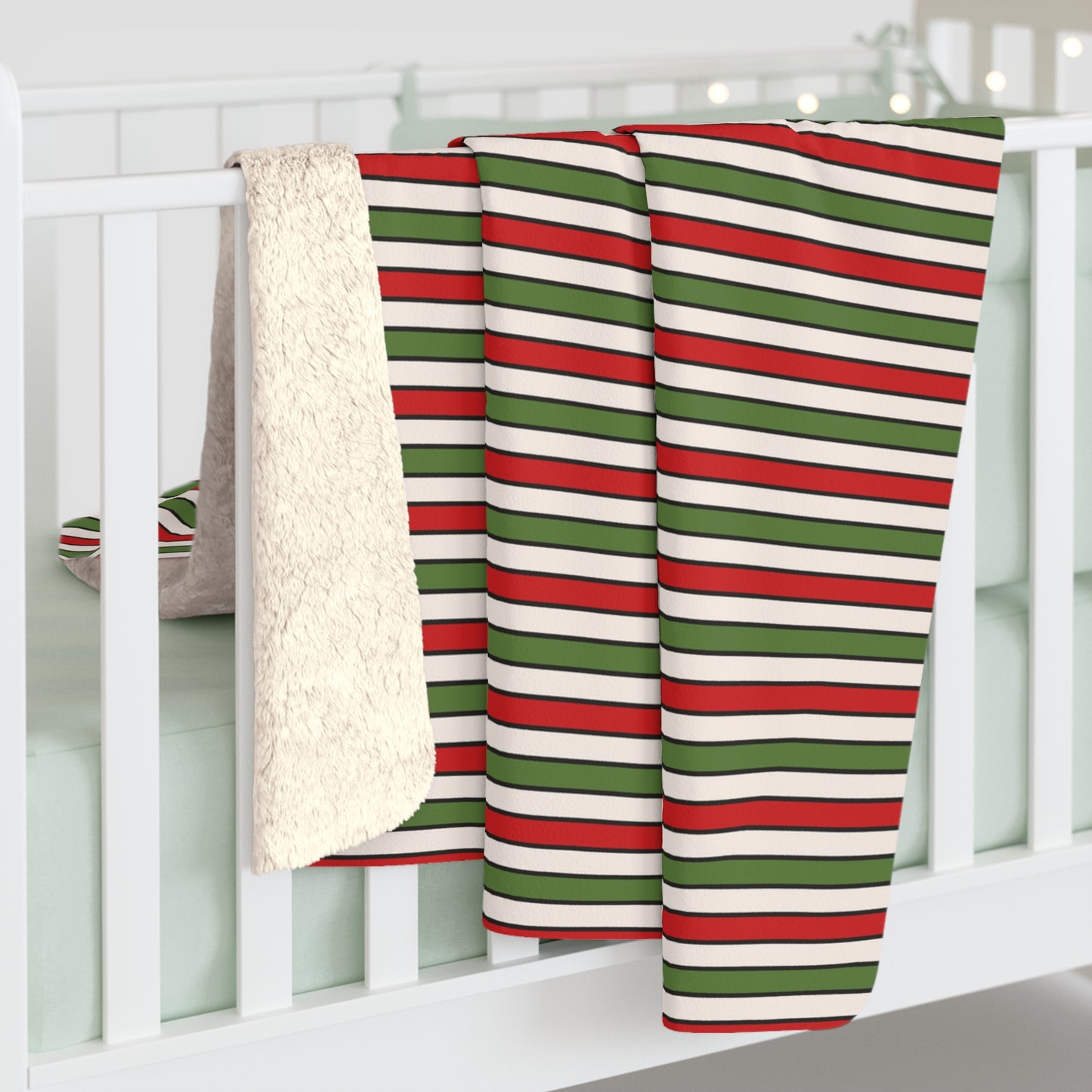 Christmas Stripe Sherpa Fleece Blanket
