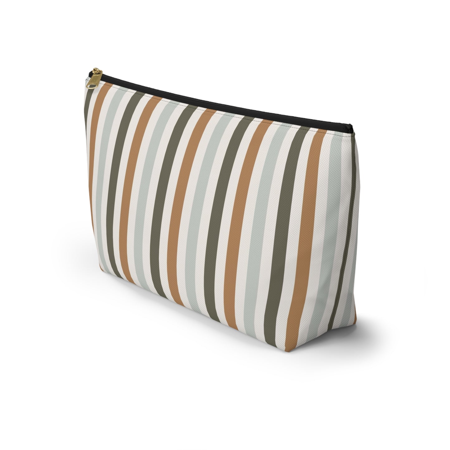 Fall Retro Brown Striped Print Design  Accessory Pouch w T-bottom