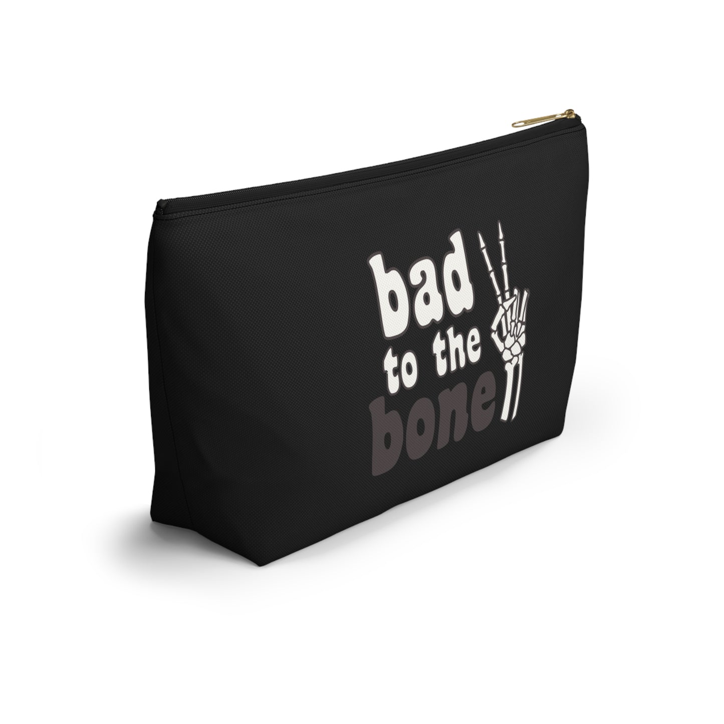 Bad to the Bone Skeleton Hand Peace Sign Accessory Pouch w T-bottom