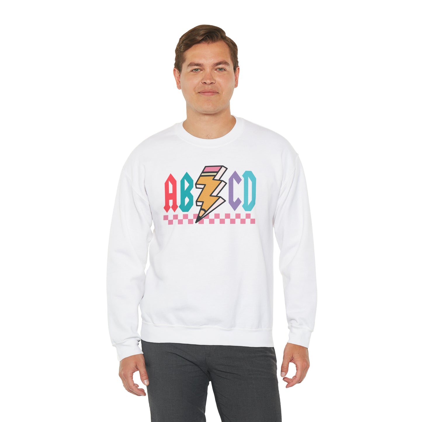 Vintage ABCD Rock and Roll Teacher Heavy Blend™ Crewneck Sweatshirt