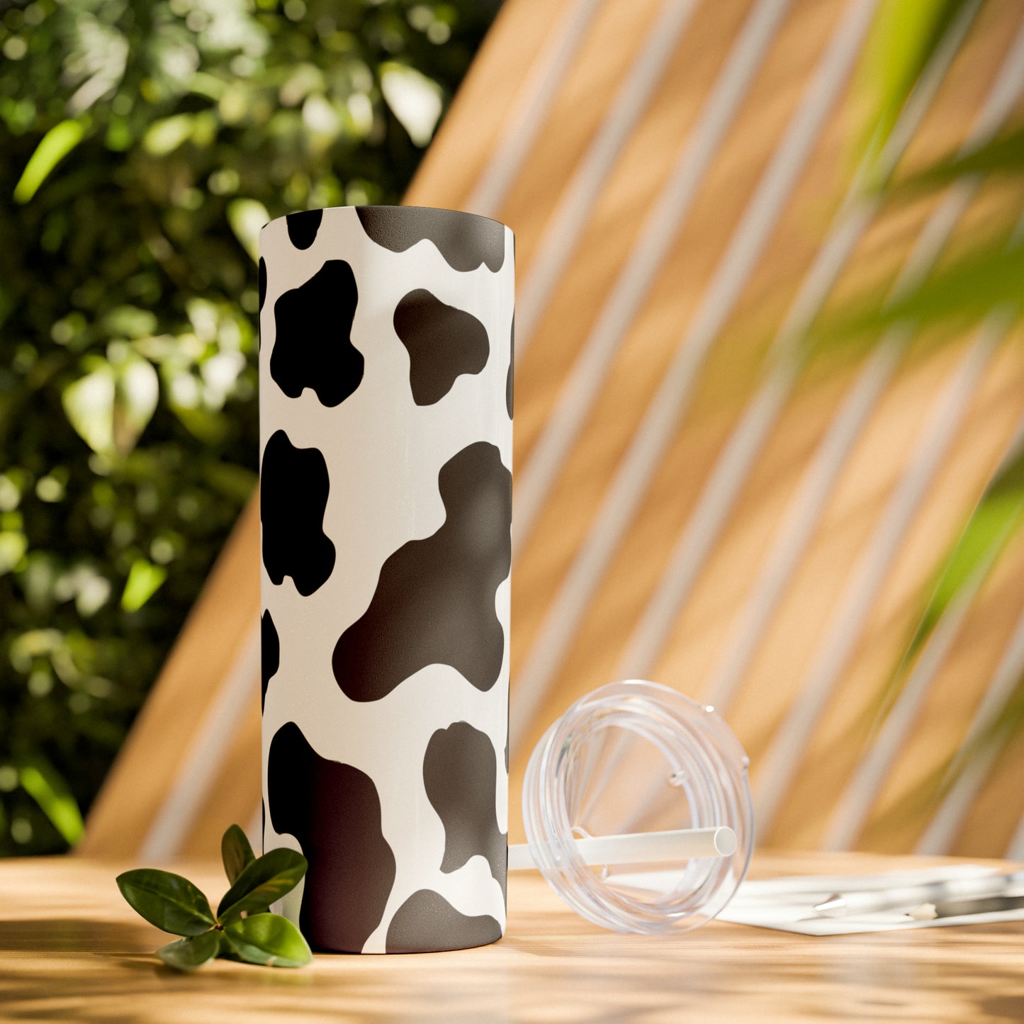 Country Cow Print Skinny Tumbler with Straw, 20oz