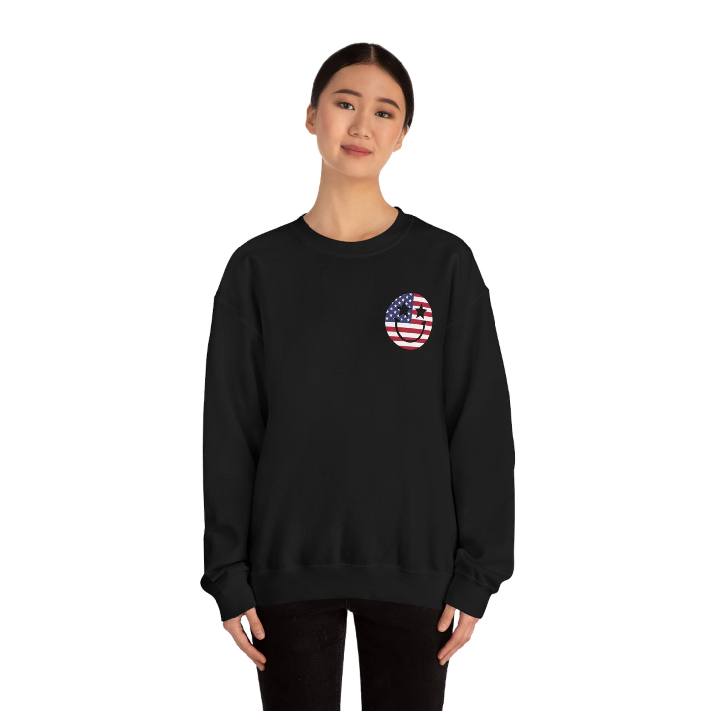 "Jesus Christ and Stars and Stripes" (Front & Back Design) - Unisex Heavy Blend™ Crewneck Sweatshirt