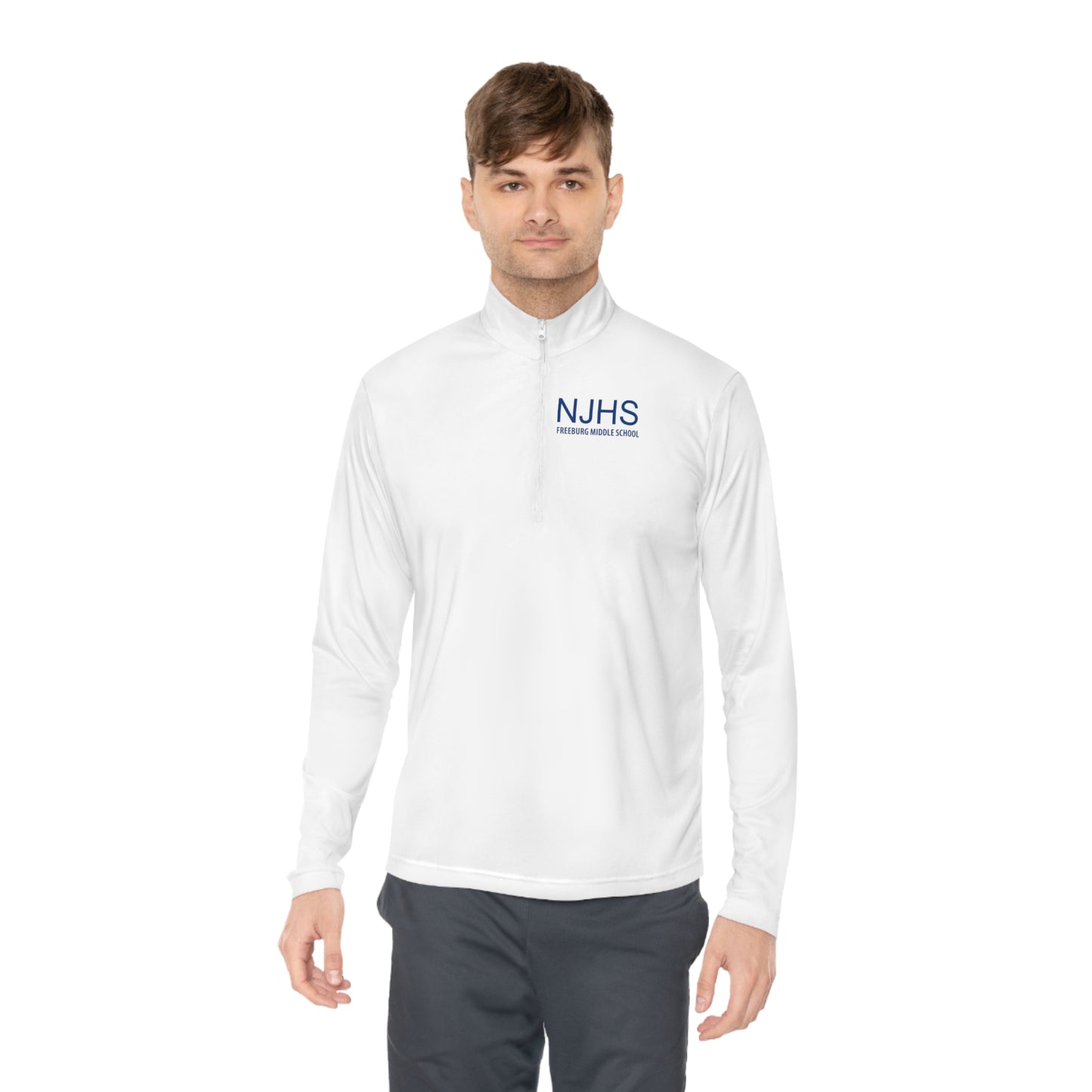 Front and Back Design - Freeburg Middle School NJHS Blue Print Unisex Quarter-Zip Pullover