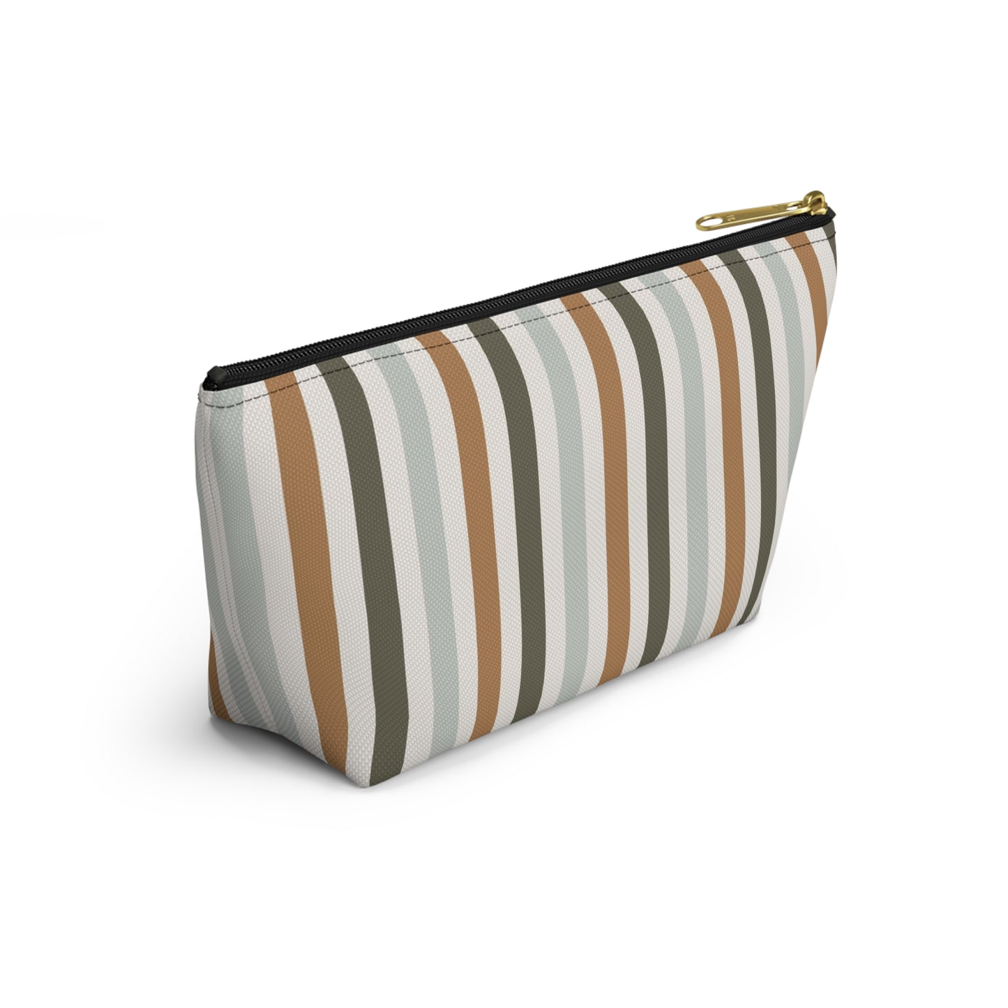 Fall Retro Brown Striped Print Design  Accessory Pouch w T-bottom