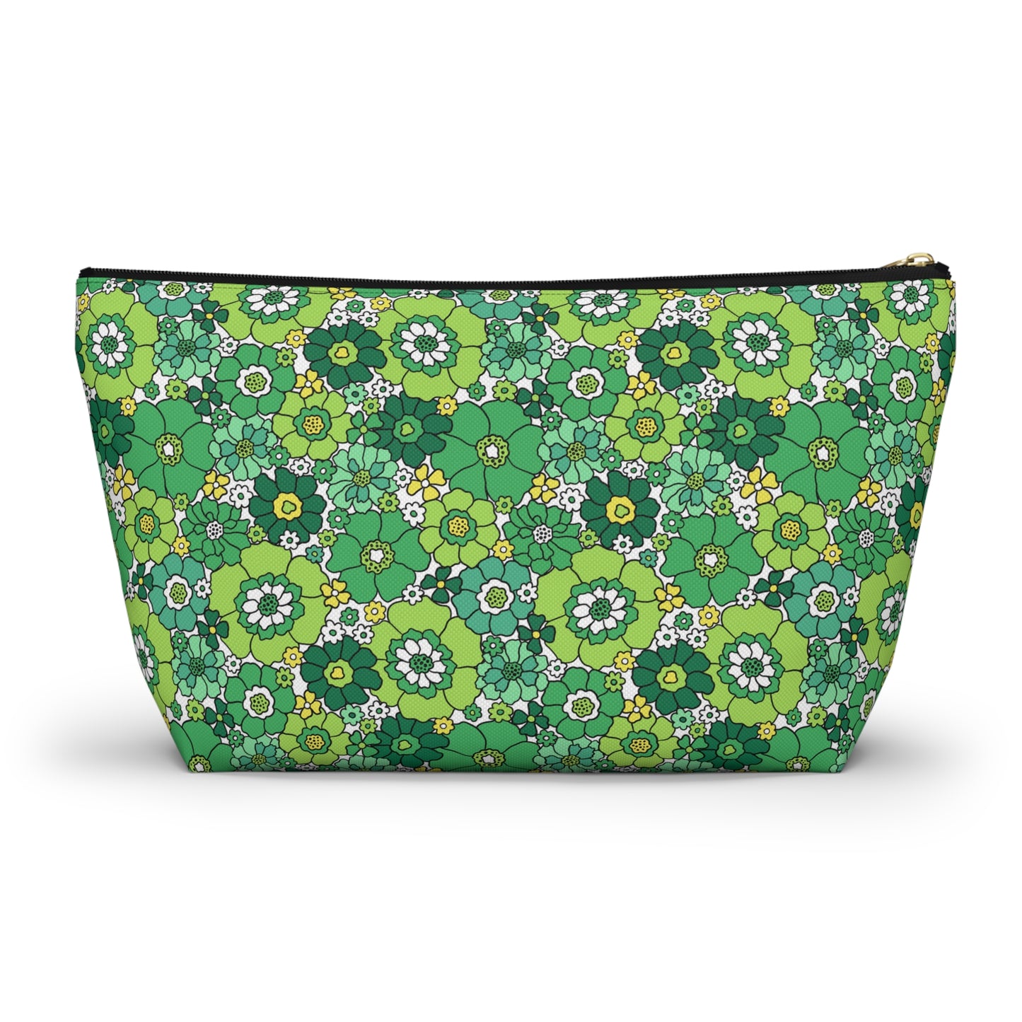 St. Patrick's Day Green Floral Print Design Accessory Pouch w T-bottom