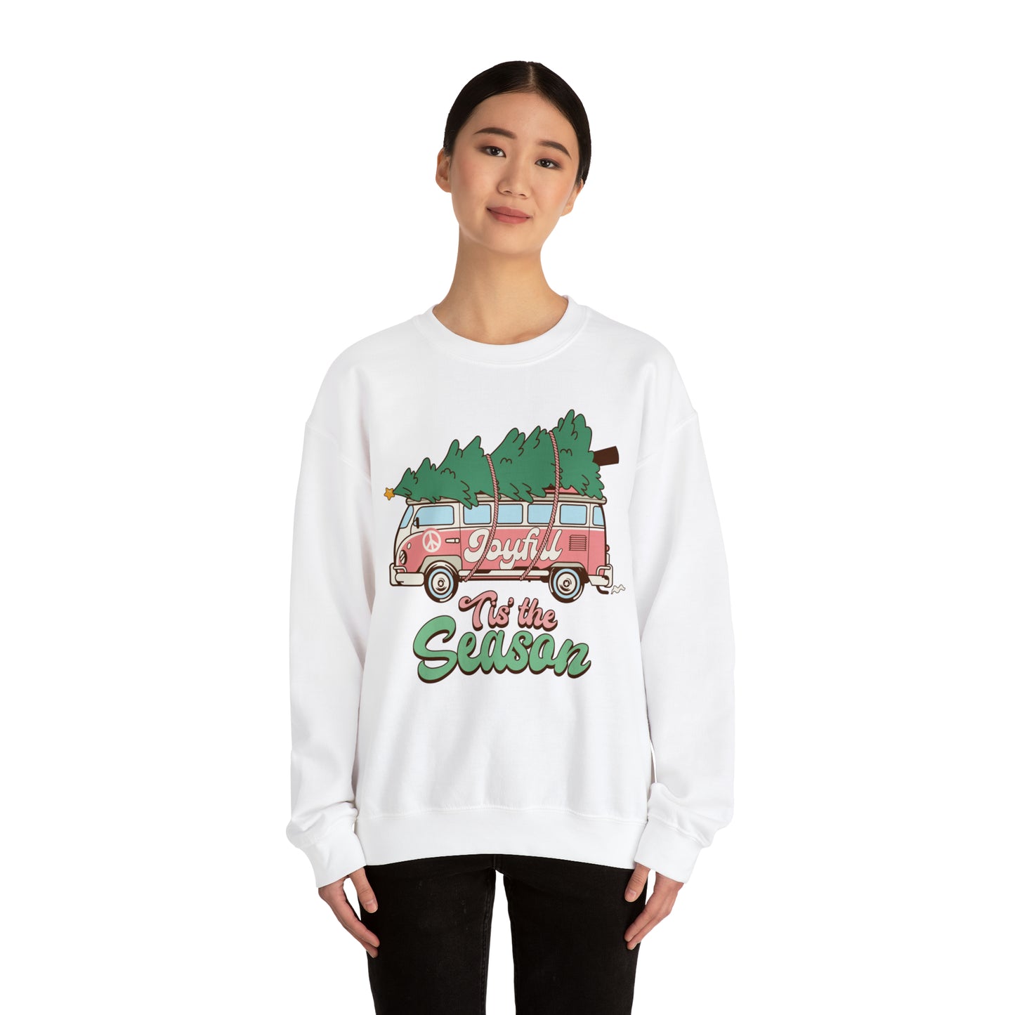 Tis the Season Retro Christmas Van Unisex Heavy Blend™ Crewneck Sweatshirt