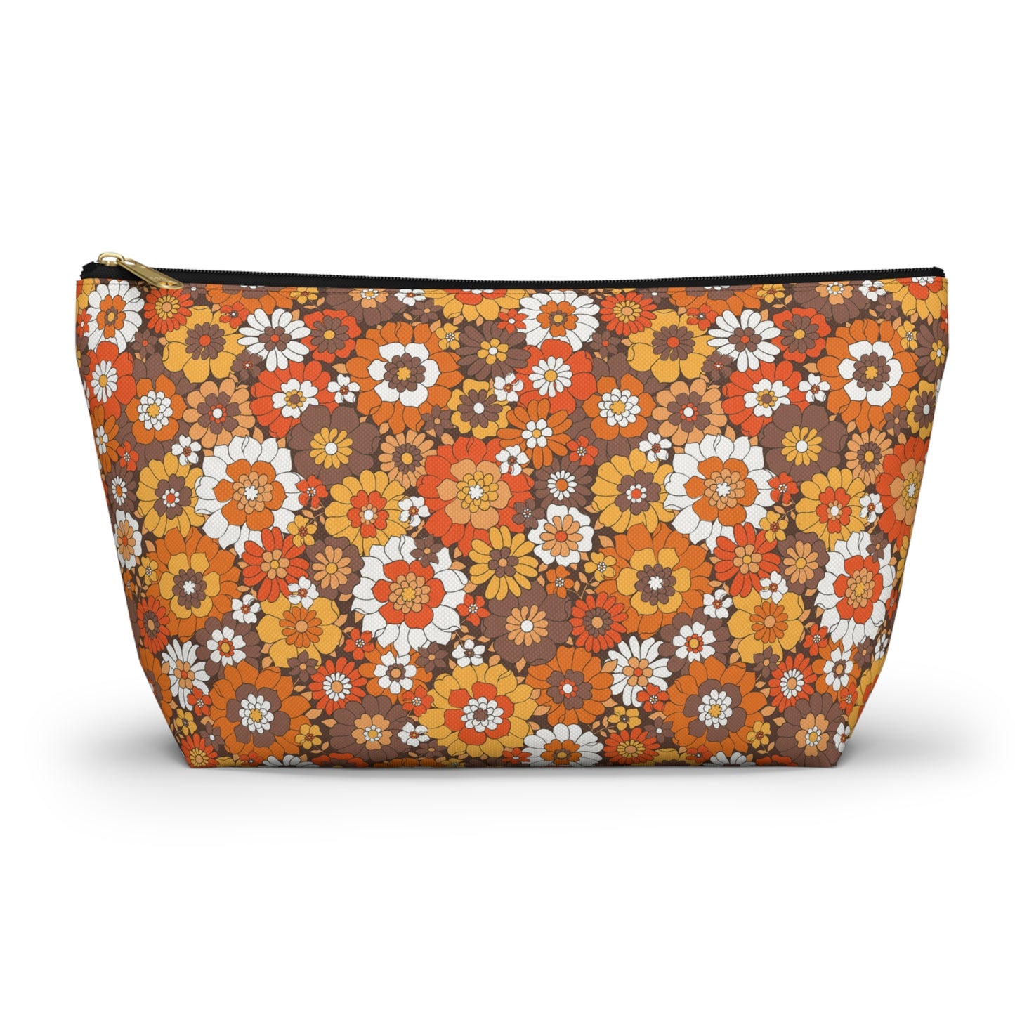 Rustic Retro Floral Print Design  Accessory Pouch w T-bottom