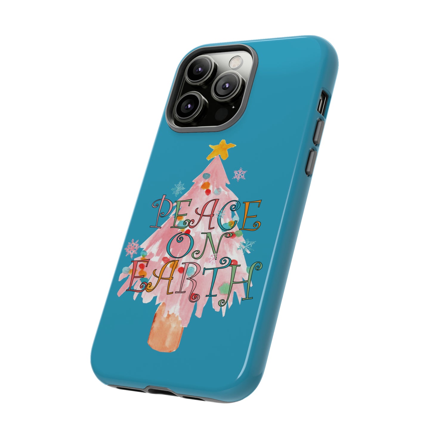 Peace on Earth Christmas/ Holiday Apple iPhone Tough Cases - Turquoise