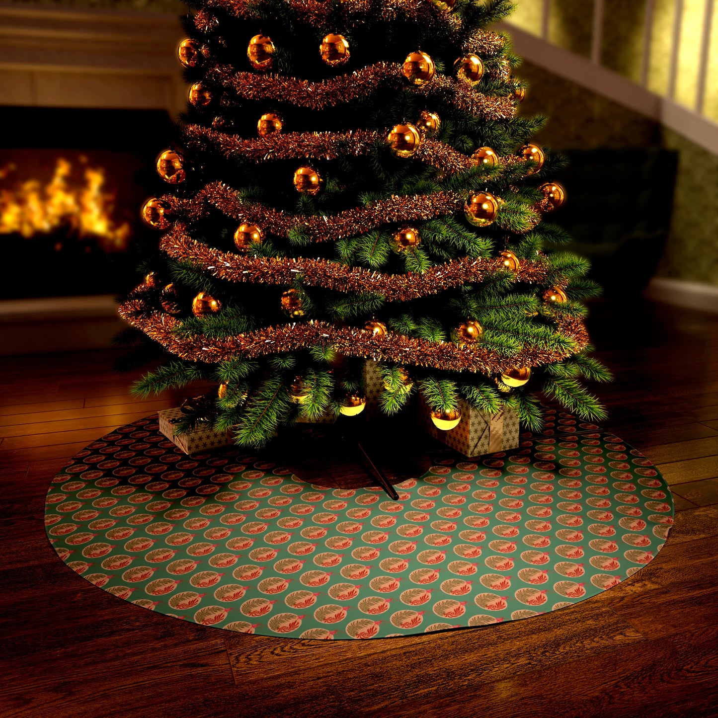 Classic Ornate Round Ornament Round Tree Skirt
