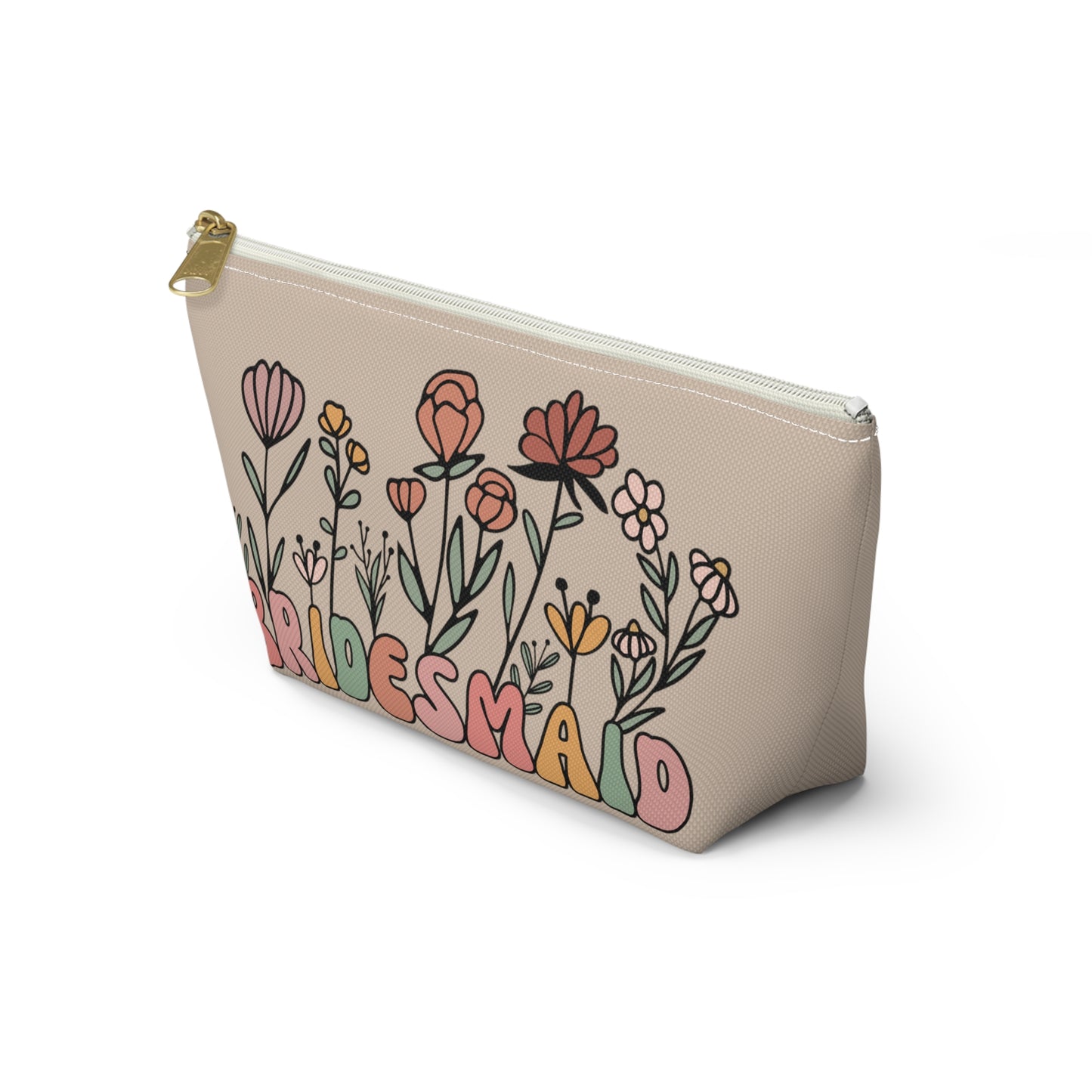 Retro Boho Bridesmaid Floral Print Design Accessory Pouch w T-bottom