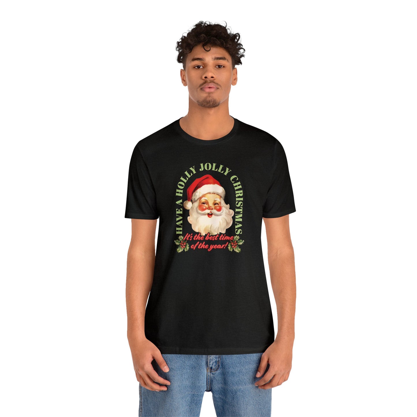 Have a Holly Jolly Christmas Arched Classic Santa Bella Jersey Short Sleeve Tee (Unisex)