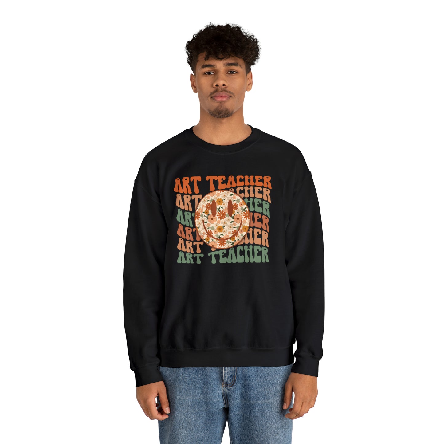 Art Teacher with Smiley Face Heavyweight Crewneck Sweatshirt