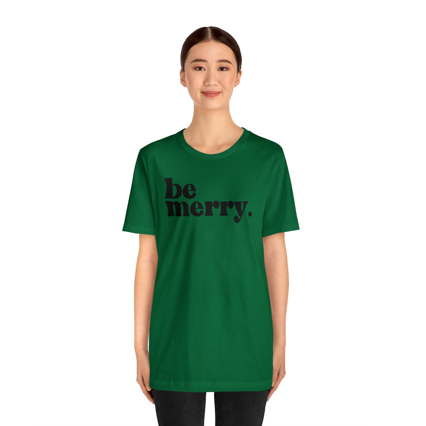 Be Merry Christmas/ Holiday Bella Jersey Short Sleeve Tee (Unisex)