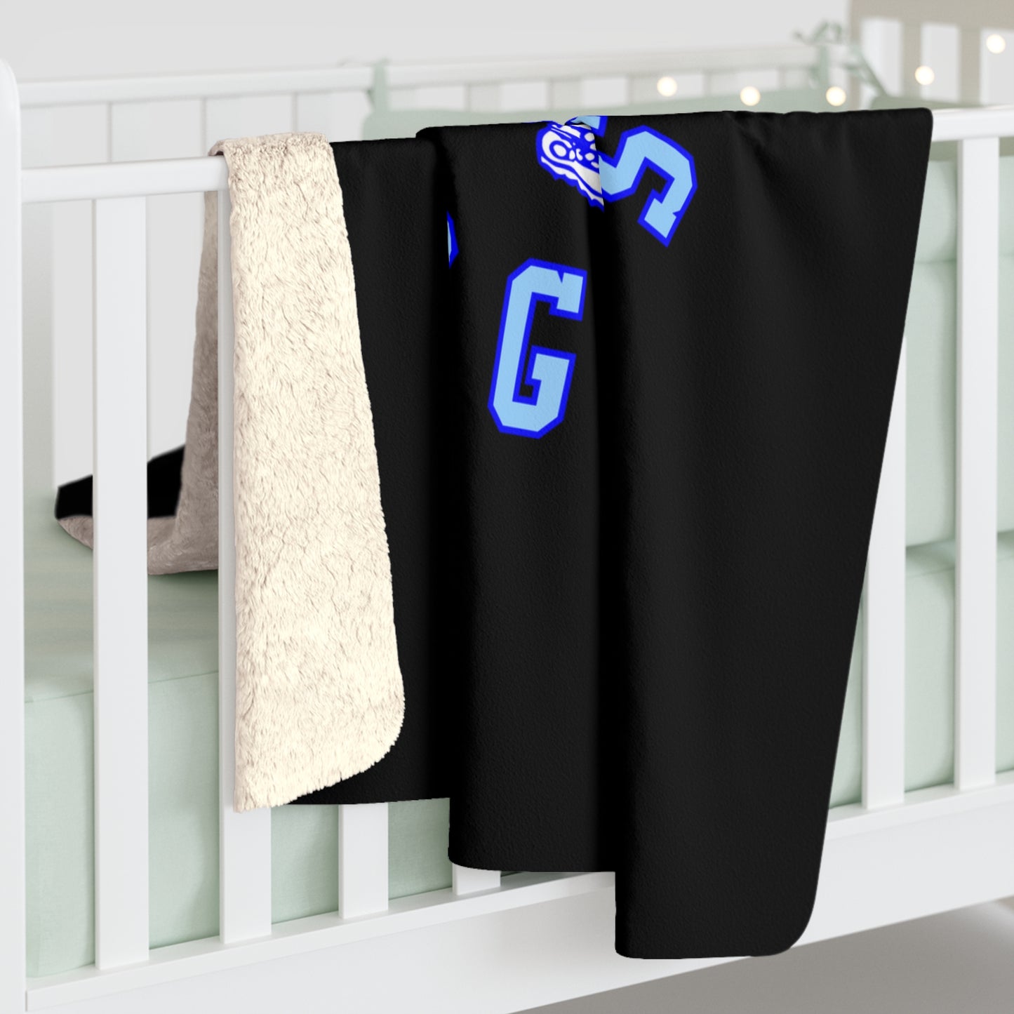 Black Freeburg Midgets Multi-Striped Logo Sherpa Fleece Blanket