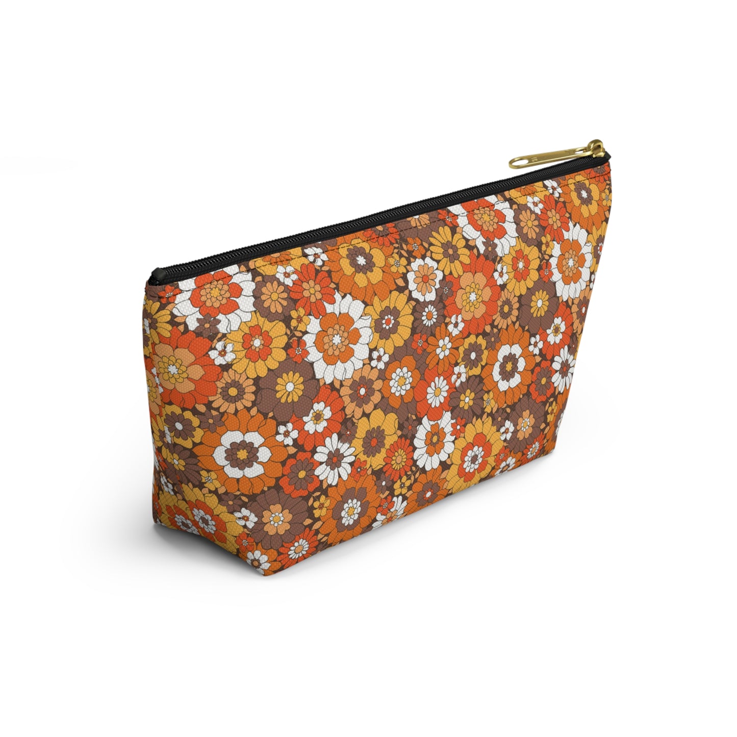 Rustic Retro Floral Print Design  Accessory Pouch w T-bottom