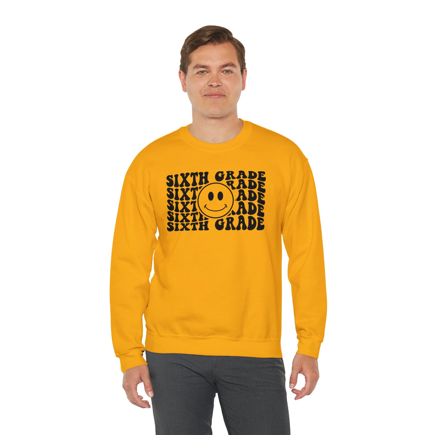6th Grade Smiley Face Black Logo Unisex Heavy Blend™ Crewneck Sweatshirt