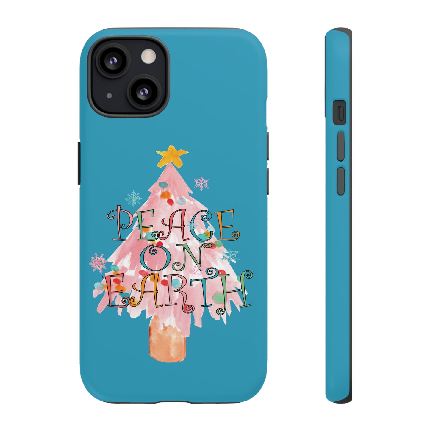 Peace on Earth Christmas/ Holiday Apple iPhone Tough Cases - Turquoise