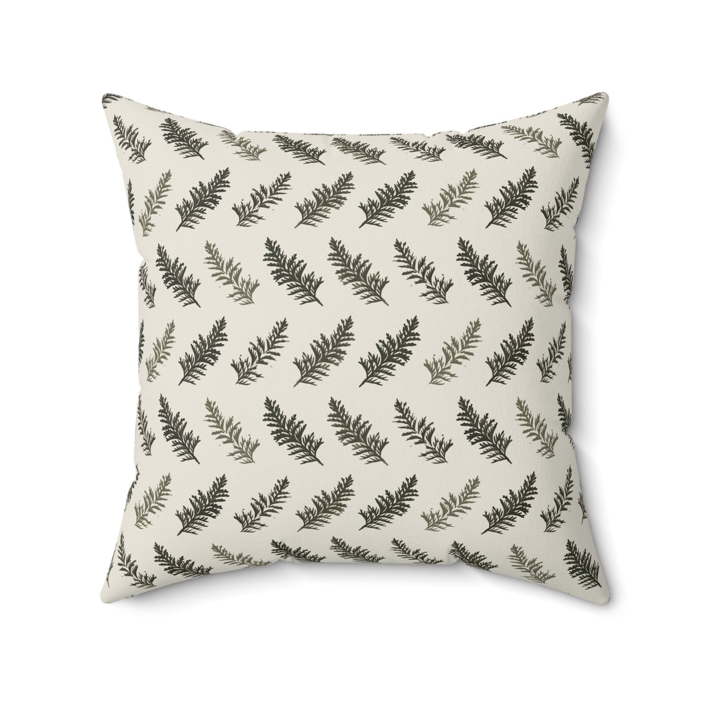 Cedar Leaves Cream Fall/ Halloween Spun Polyester Square Pillow