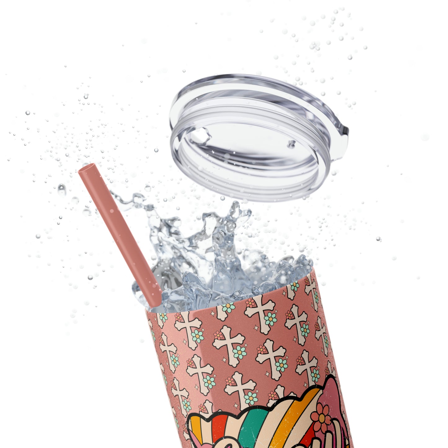 Grow in Grace with Daisy Crosses Christian Skinny Tumbler with Straw, 20oz