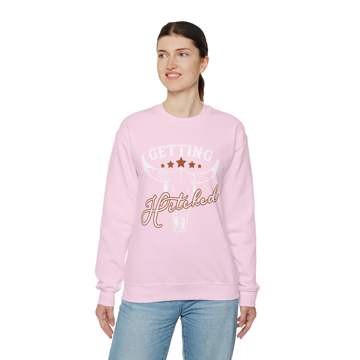 Vintage Getting Hitched Bride Unisex Heavy Blend™ Crewneck Sweatshirt - White Ink