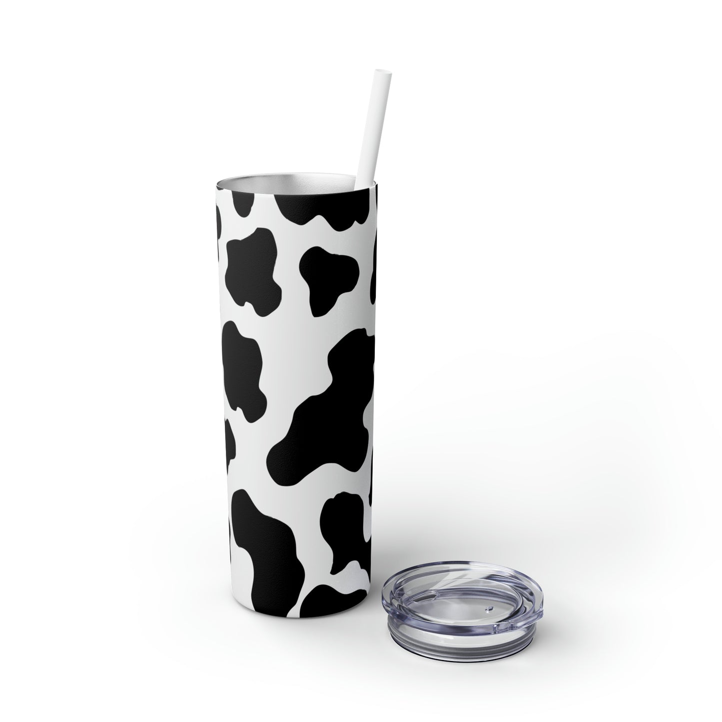 Country Cow Print Skinny Tumbler with Straw, 20oz