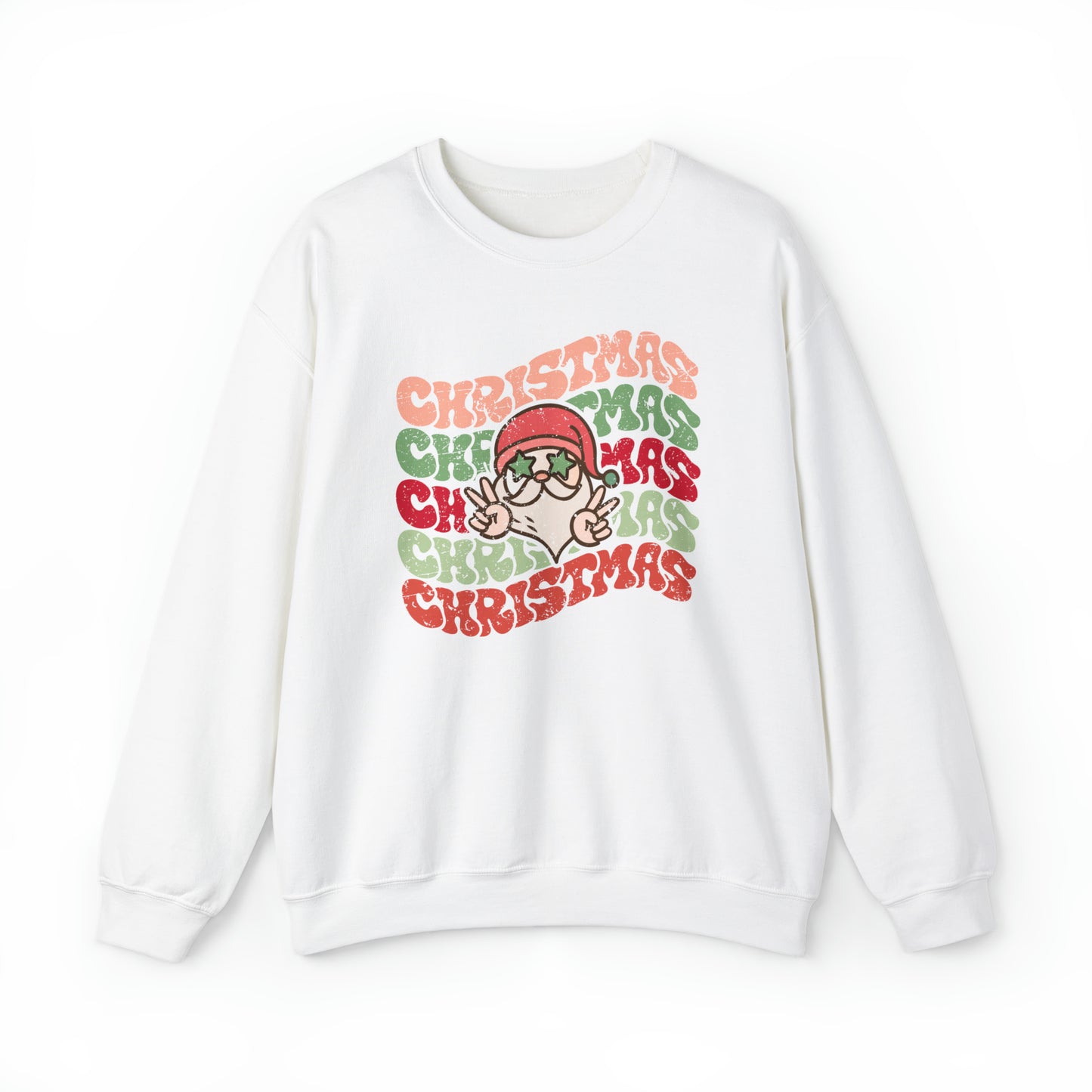 Distressed Christmas Christmas Christmas Christmas Santa Claus Unisex Heavy Blend™ Crewneck Sweatshirt
