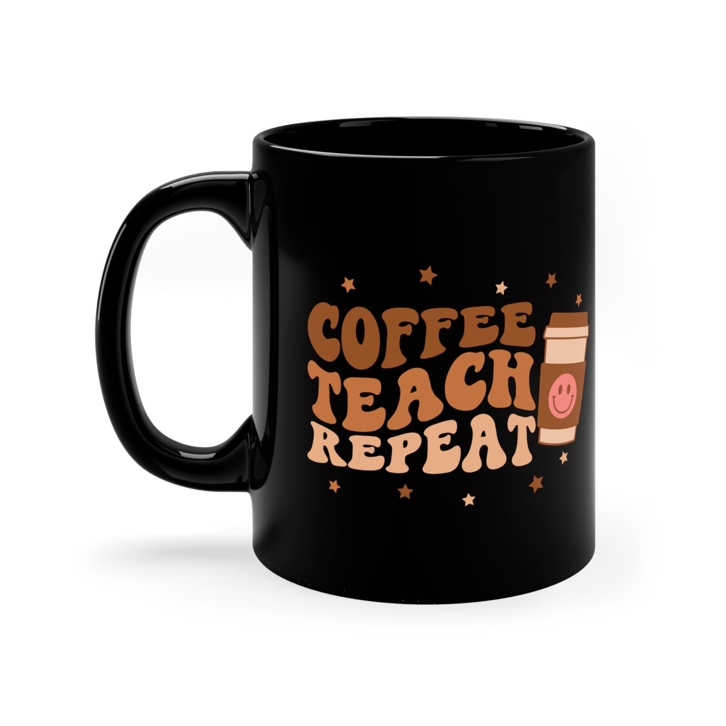 Coffee Teach Repeat Christmas 11oz Black Mug