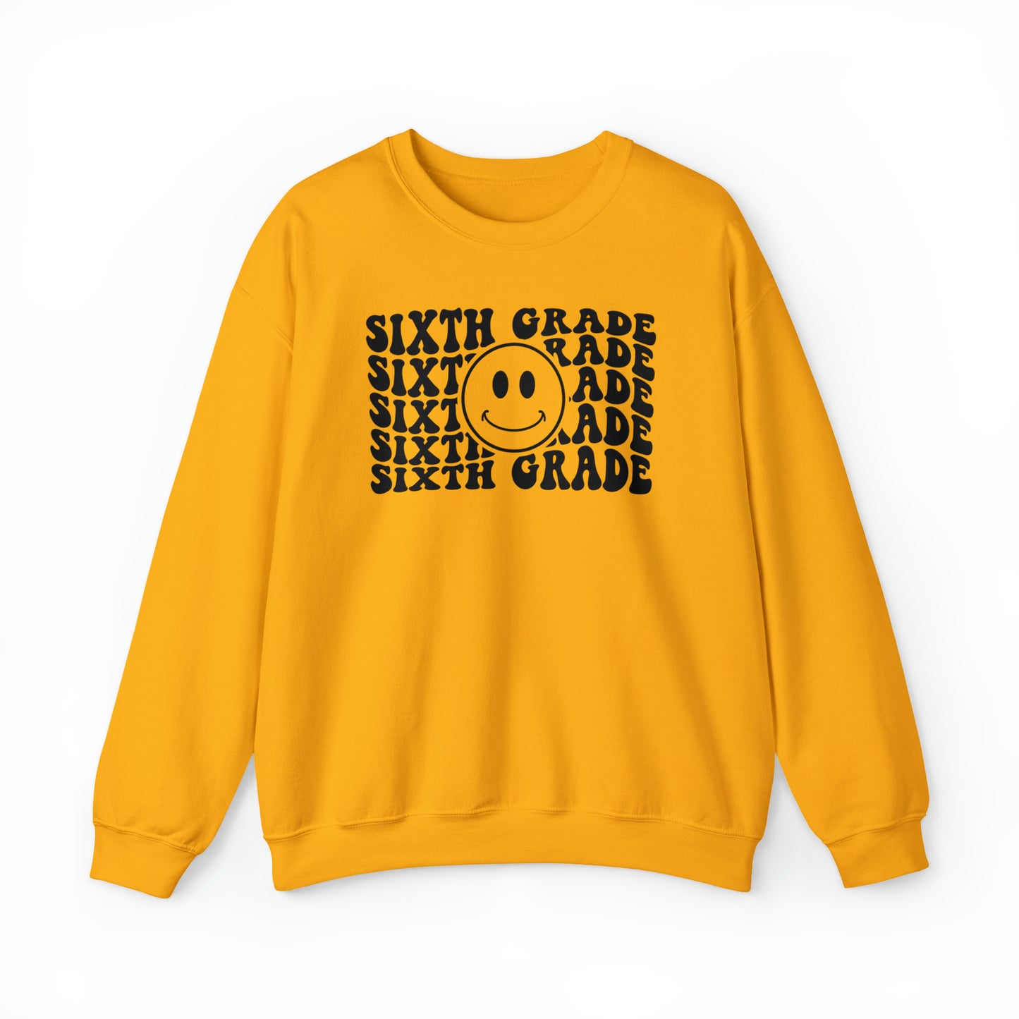 6th Grade Smiley Face Black Logo Unisex Heavy Blend™ Crewneck Sweatshirt