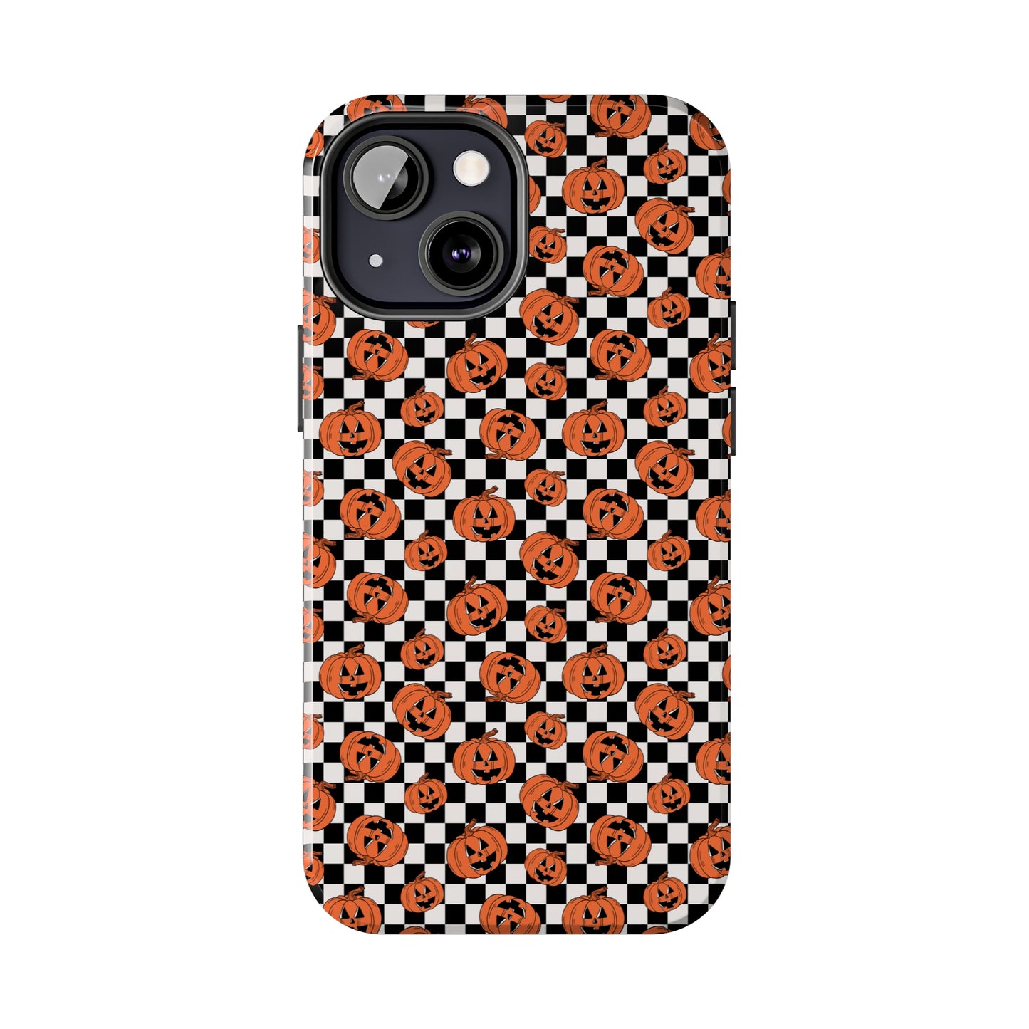 Pumpkin / Jack-O-Lantern Checkerboard Halloween/ Fall Patterned Tough Phone Cases
