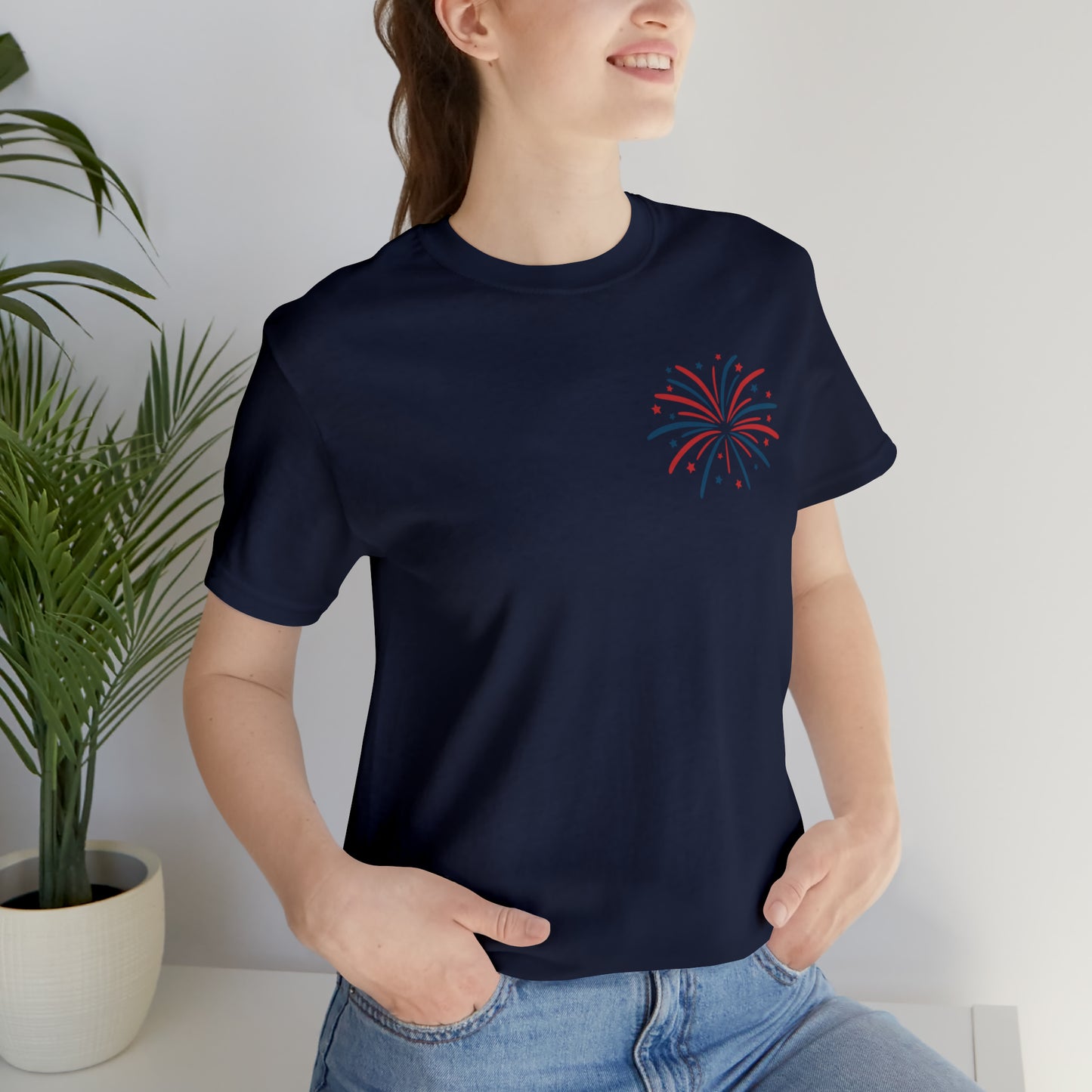 "Land of the Free Because of the Brave" Unisex Jersey Short Sleeve Tee (Front and Back Design)