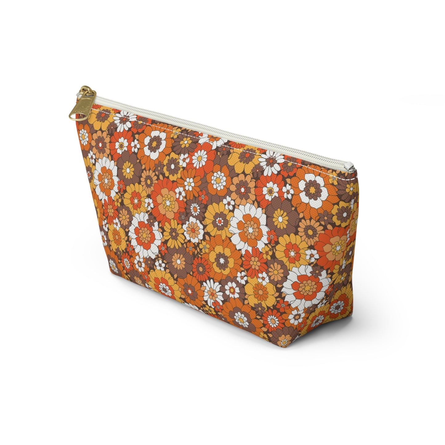 Rustic Retro Floral Print Design  Accessory Pouch w T-bottom