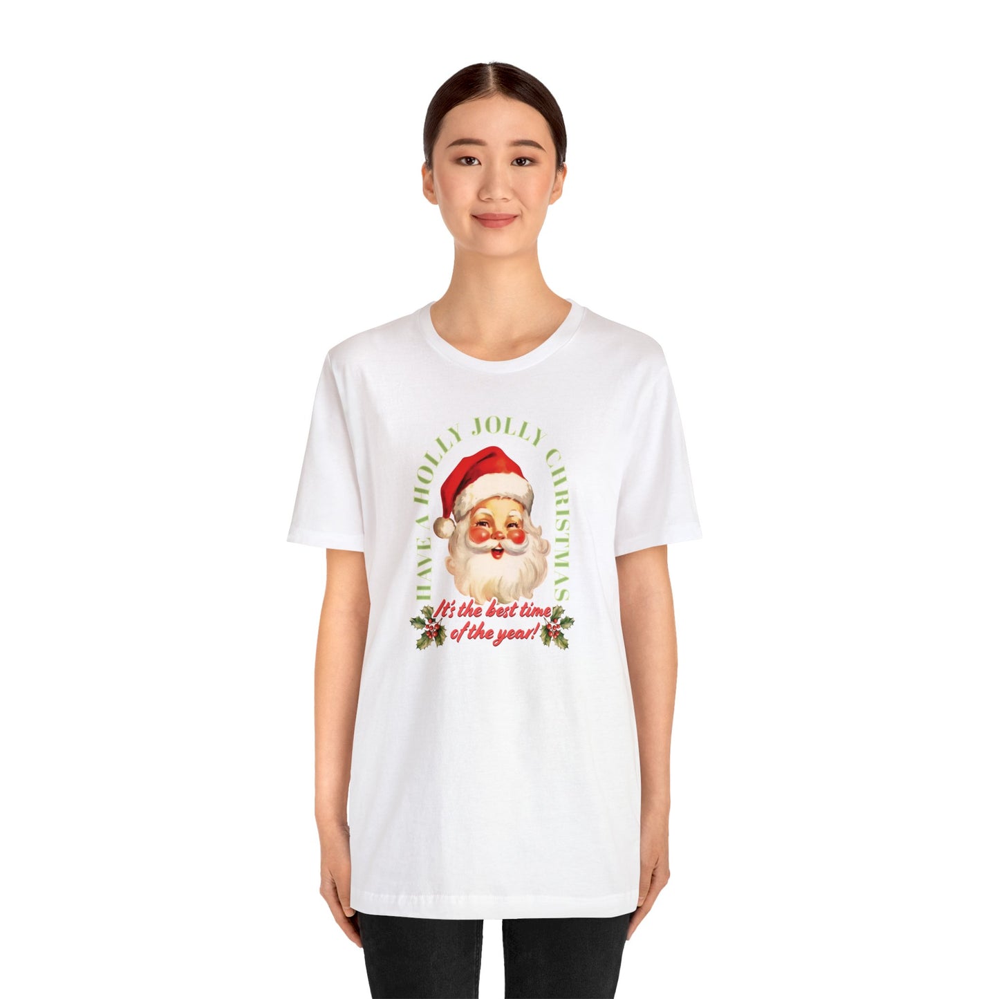 Have a Holly Jolly Christmas Arched Classic Santa Bella Jersey Short Sleeve Tee (Unisex)
