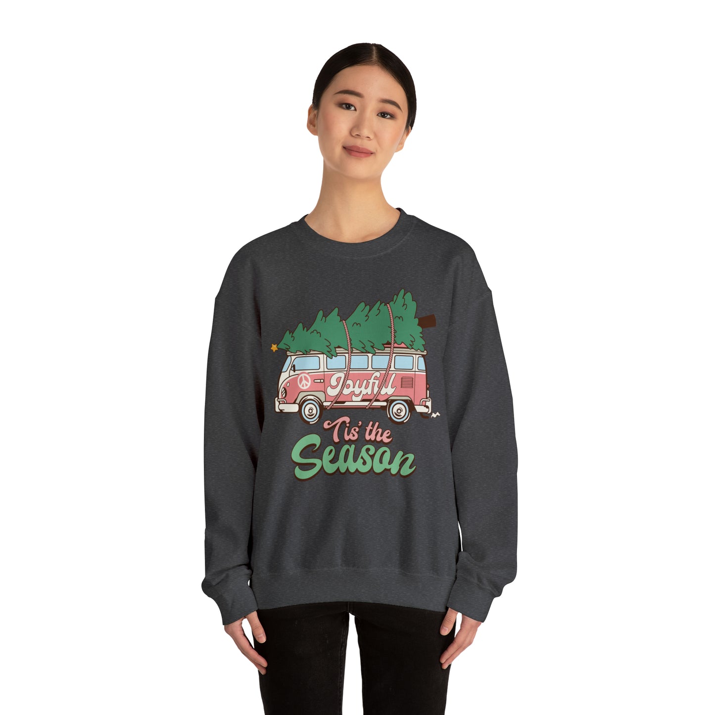 Tis the Season Retro Christmas Van Unisex Heavy Blend™ Crewneck Sweatshirt