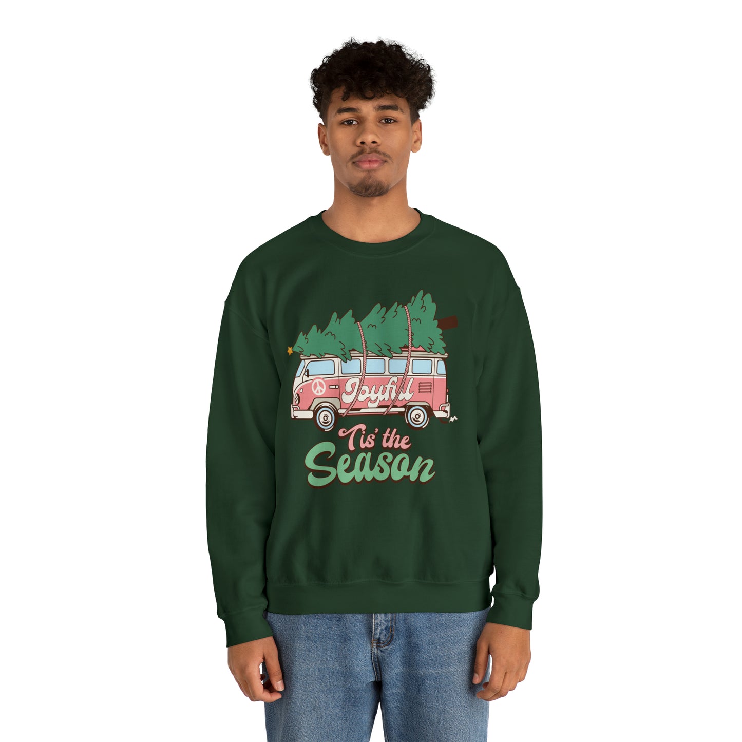 Tis the Season Retro Christmas Van Unisex Heavy Blend™ Crewneck Sweatshirt