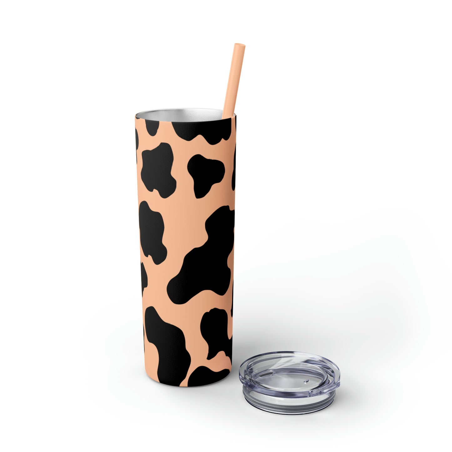 Country Cow Print Skinny Tumbler with Straw, 20oz