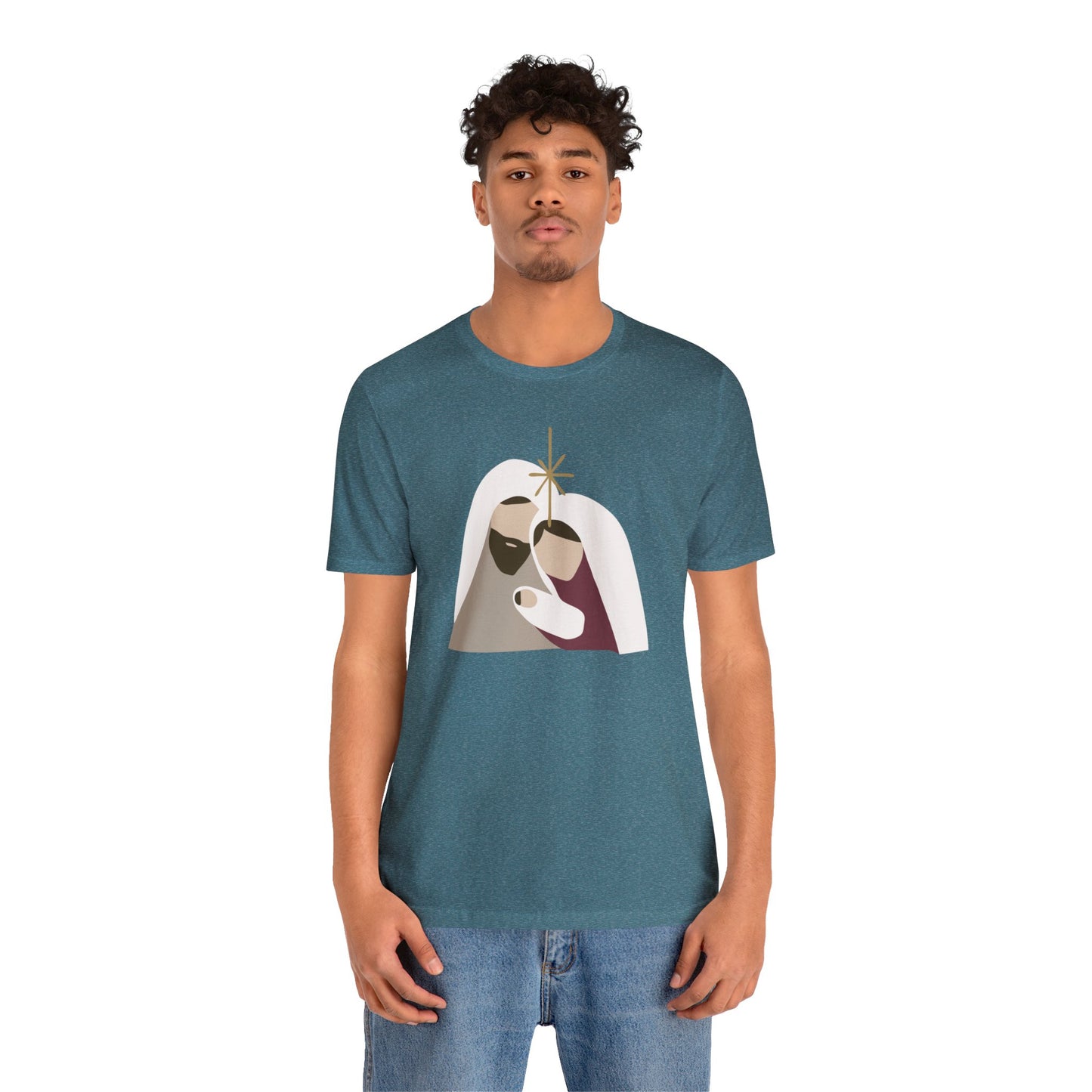 Holy Family Christmas Christian Bella Jersey Short Sleeve Tee (Unisex)