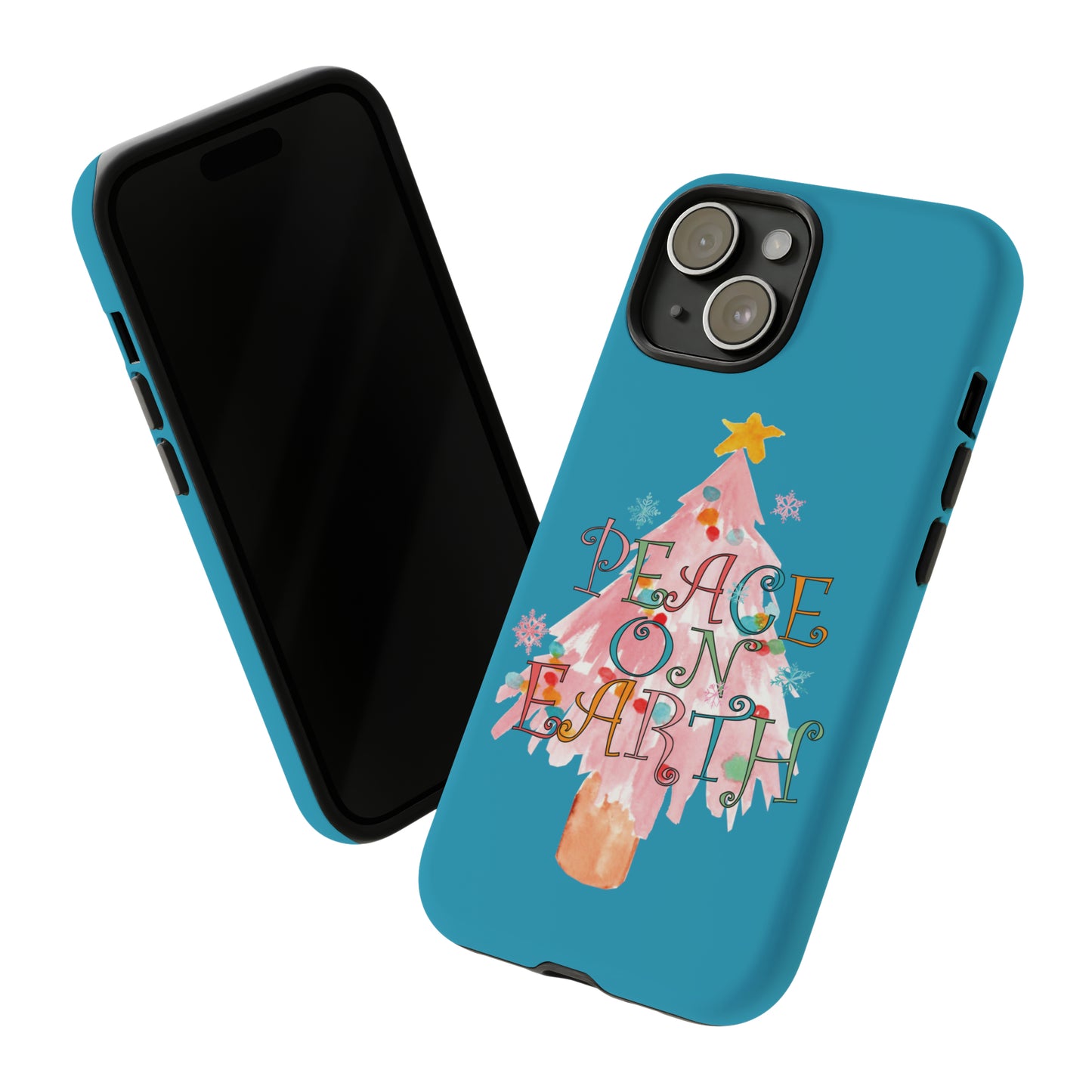 Peace on Earth Christmas/ Holiday Apple iPhone Tough Cases - Turquoise