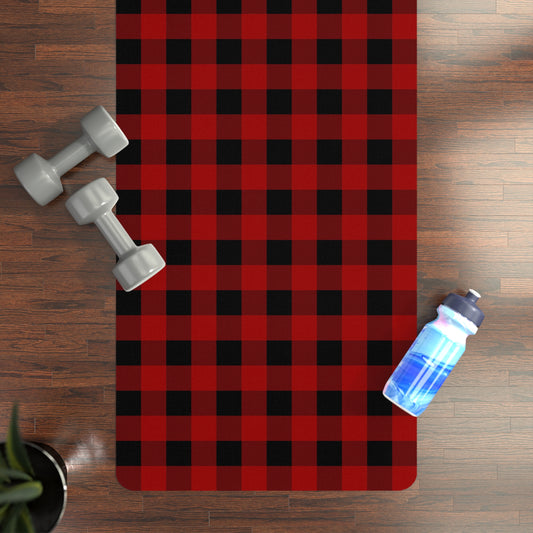 Red and Black Buffalo Pattern Rubber Yoga Mat