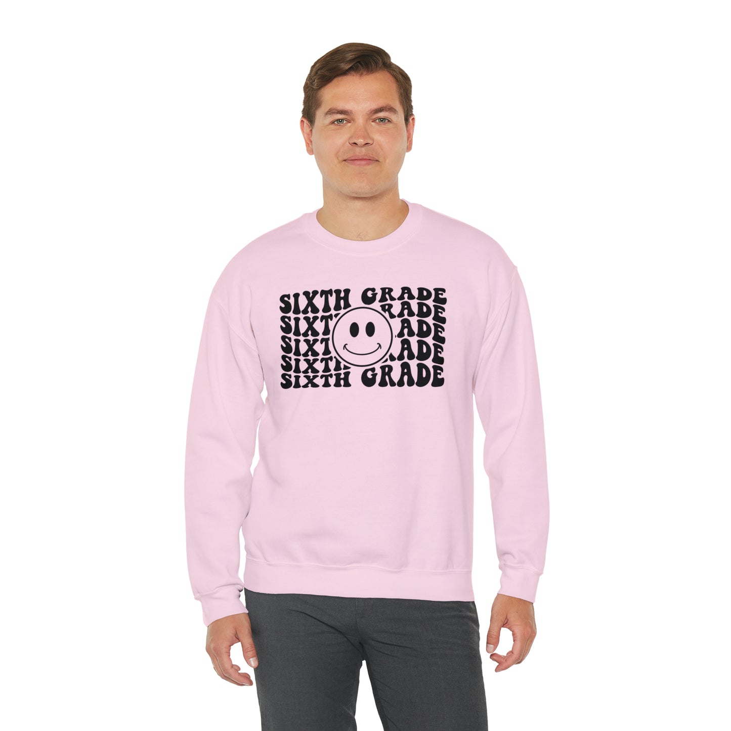 6th Grade Smiley Face Black Logo Unisex Heavy Blend™ Crewneck Sweatshirt