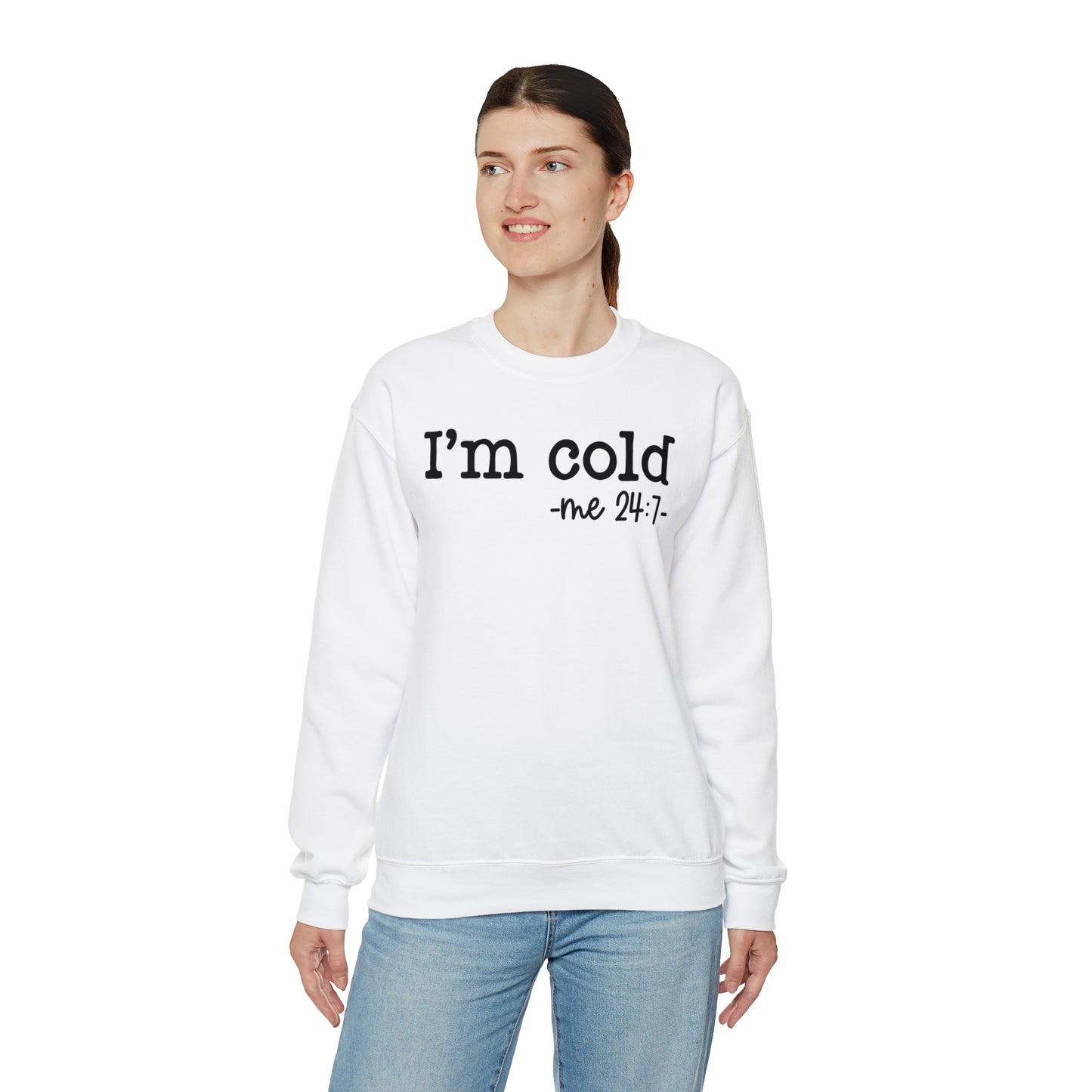 "I'm Cold 24:7" Black Logo Unisex Heavy Blend™ Crewneck Sweatshirt