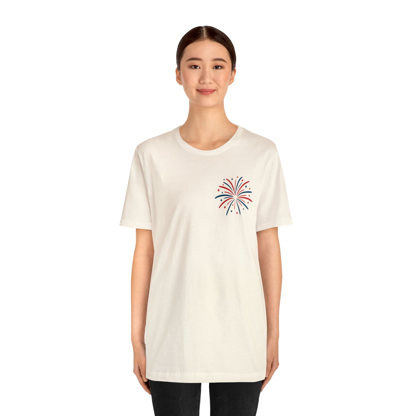 "Land of the Free Because of the Brave" Unisex Jersey Short Sleeve Tee (Front and Back Design)