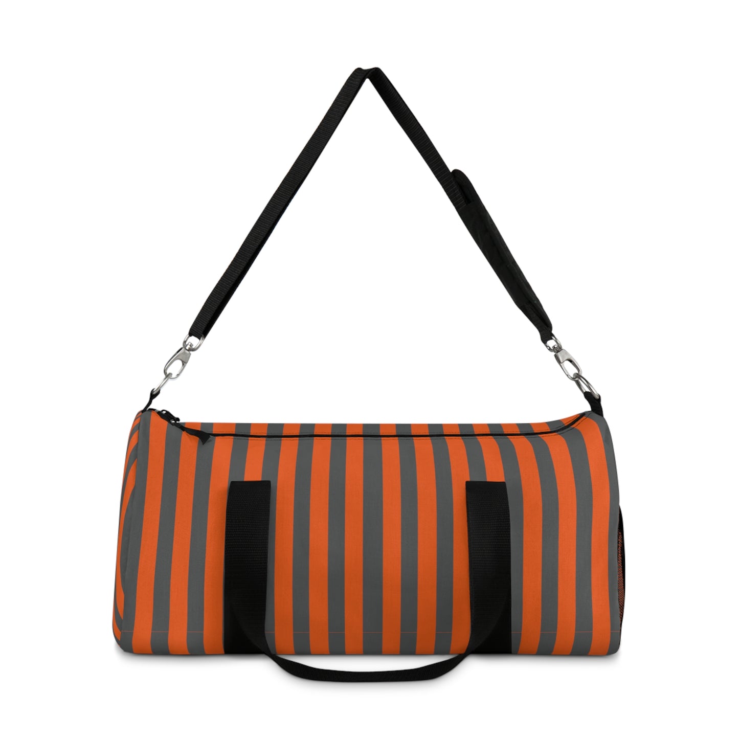 Orange and Gray Striped Duffel Bag