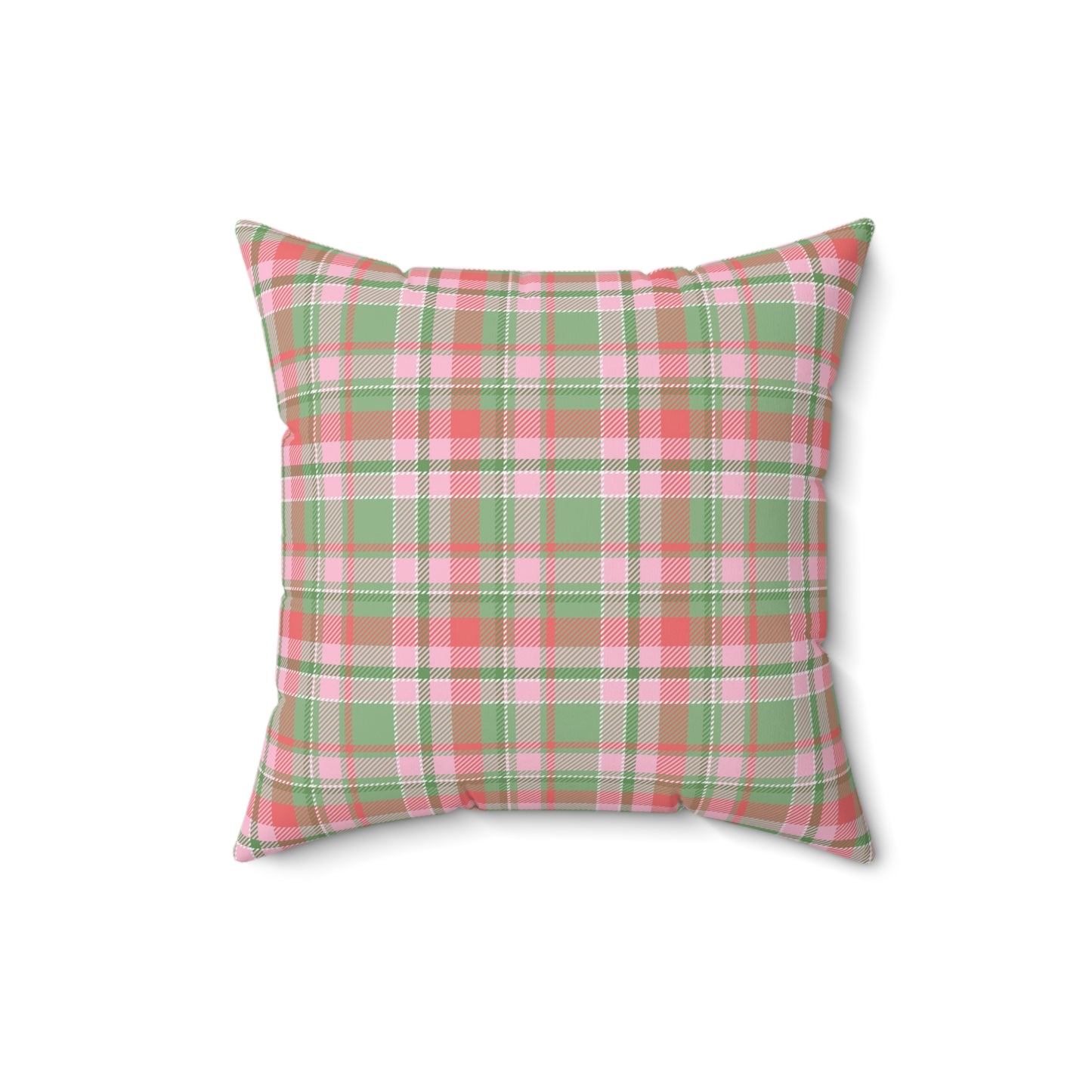 Christmas Pink Plaid/ Holiday Polyester Square Pillow
