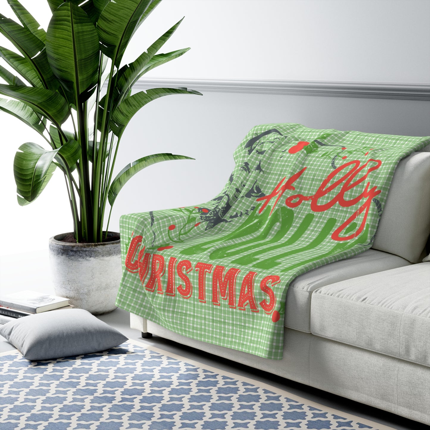 Holly Dolly Christmas Sherpa Fleece Blanket