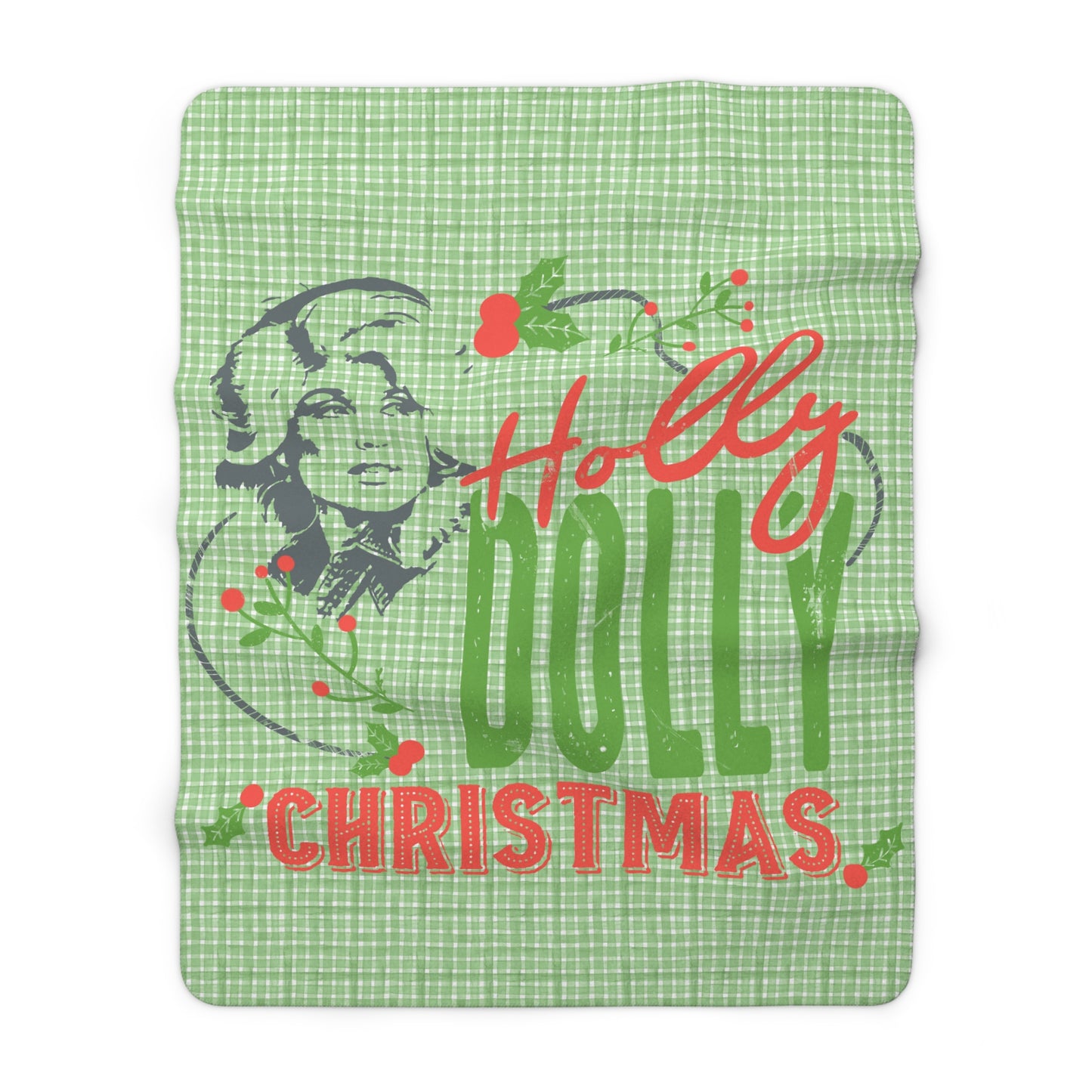 Holly Dolly Christmas Sherpa Fleece Blanket