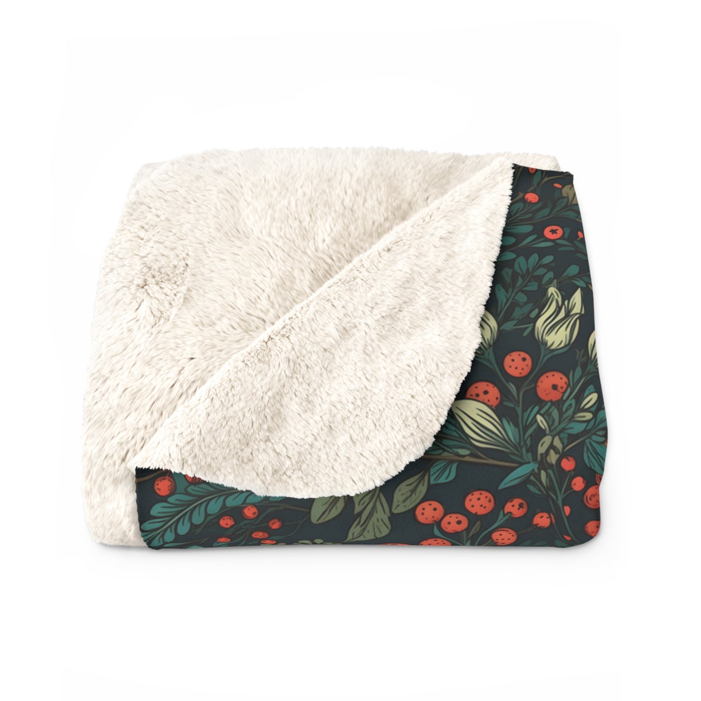 Christmas Berry Botanical Sherpa Fleece Blanket