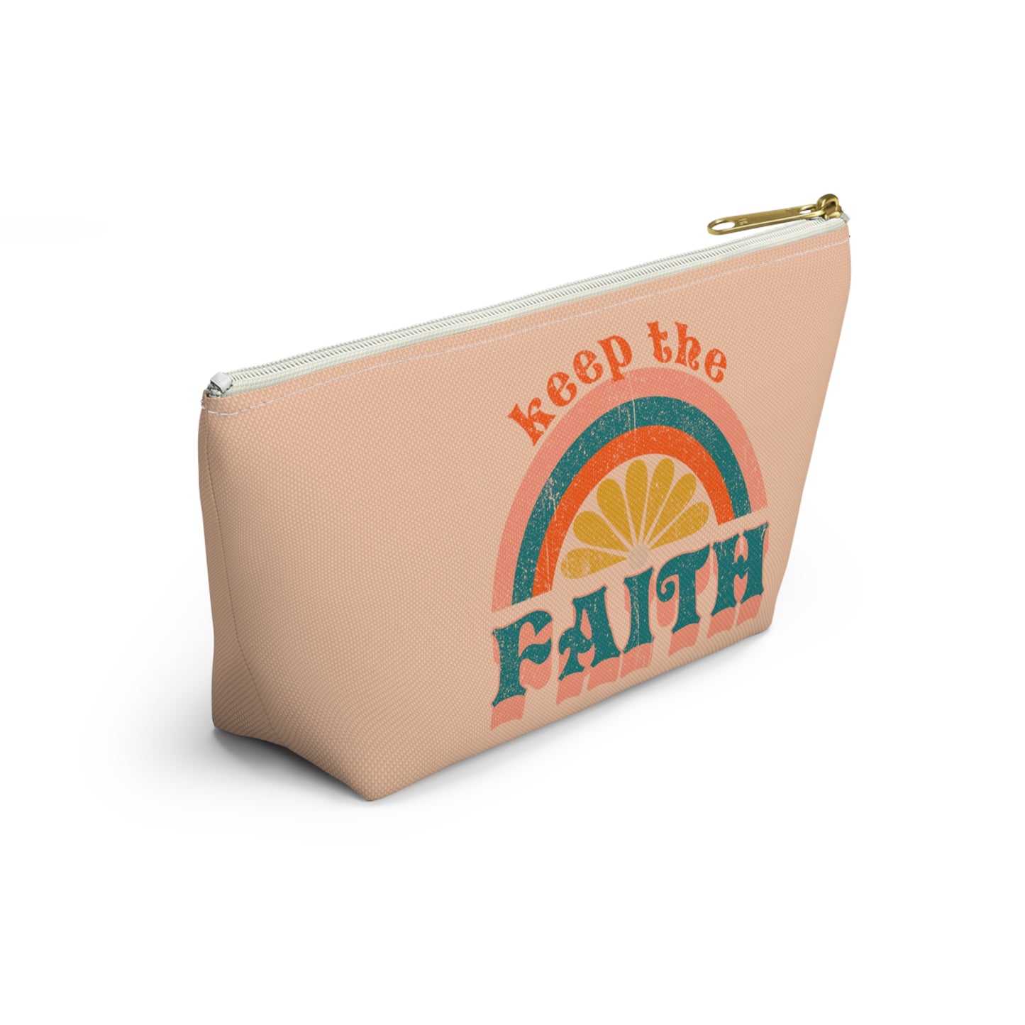Christian Keep the Faith Print Design Accessory Pouch w T-bottom